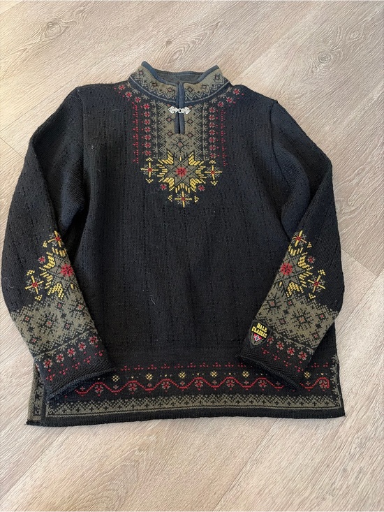Dale of Norway Sweaters - Dale of Norway virgin wool Nordic Black Knit Sweater Fair Isle Accents
